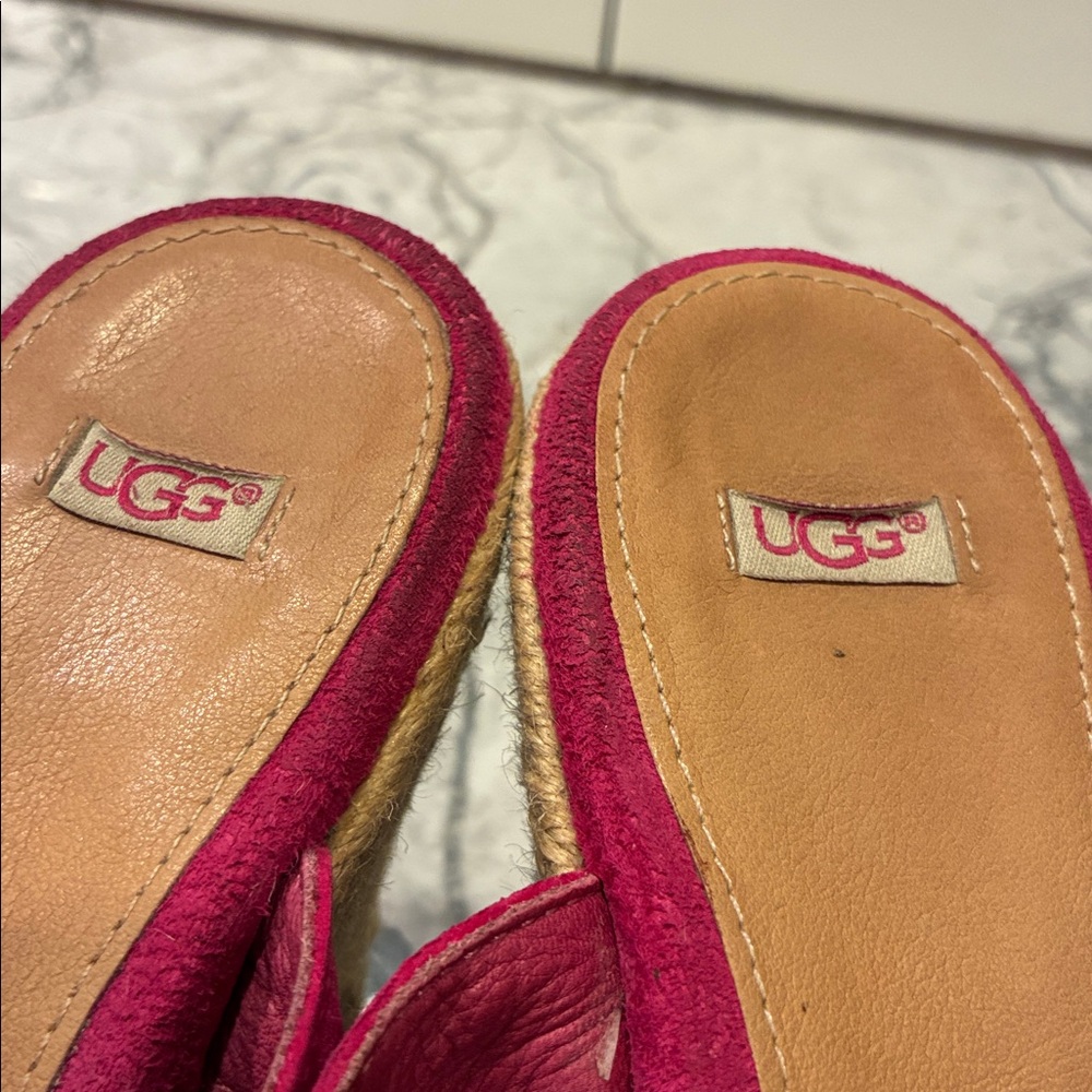 UGG Fuchsia pink Rope Espadrille suede Wedge Sandals 10 - Picture 4 of 8